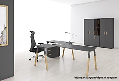 Комплект офисной мебели для руководителя Forta цвета чёрный графит, белый, дуб Гамильтон